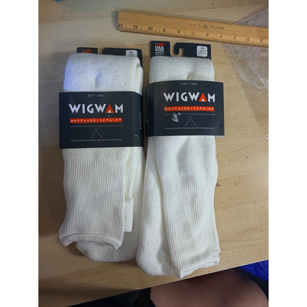 Wigwam 7-Footer Socks White New 2 Pairs F1019 men 9-17 women 10-12 Athletic